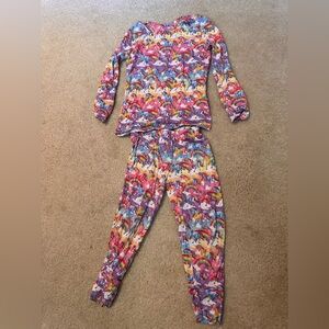 Two piece pajama set from Posh Peanut with collaboration with Lisa Frank.